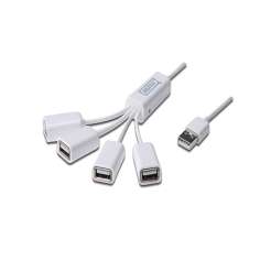 Digitus USB 2.0 Kablo Formunda Beyaz (4 Port)